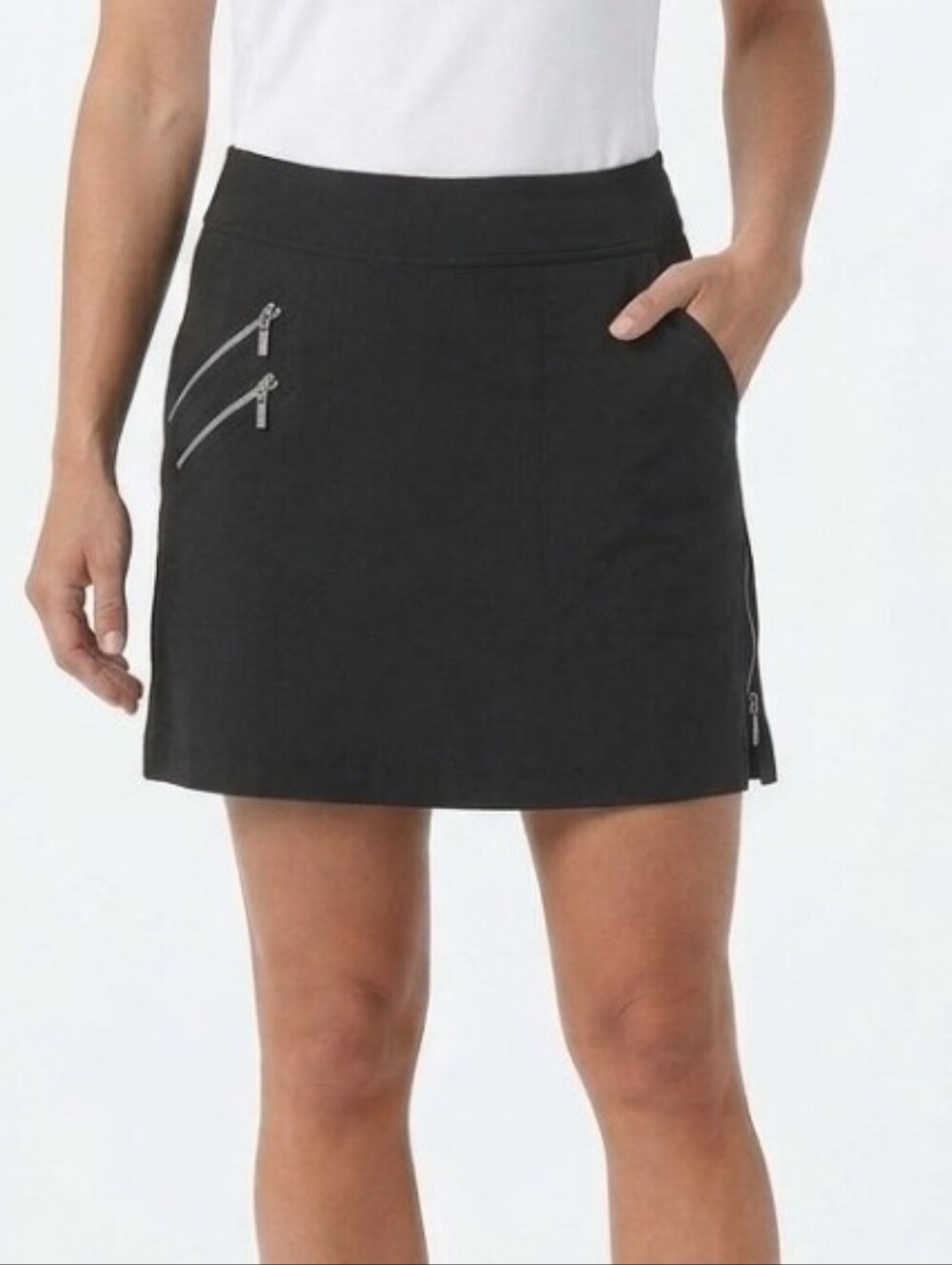Jamie Sadock Skort Womens Black Zipped Pockets Pull On Golf Inner Lined Nylon 4
